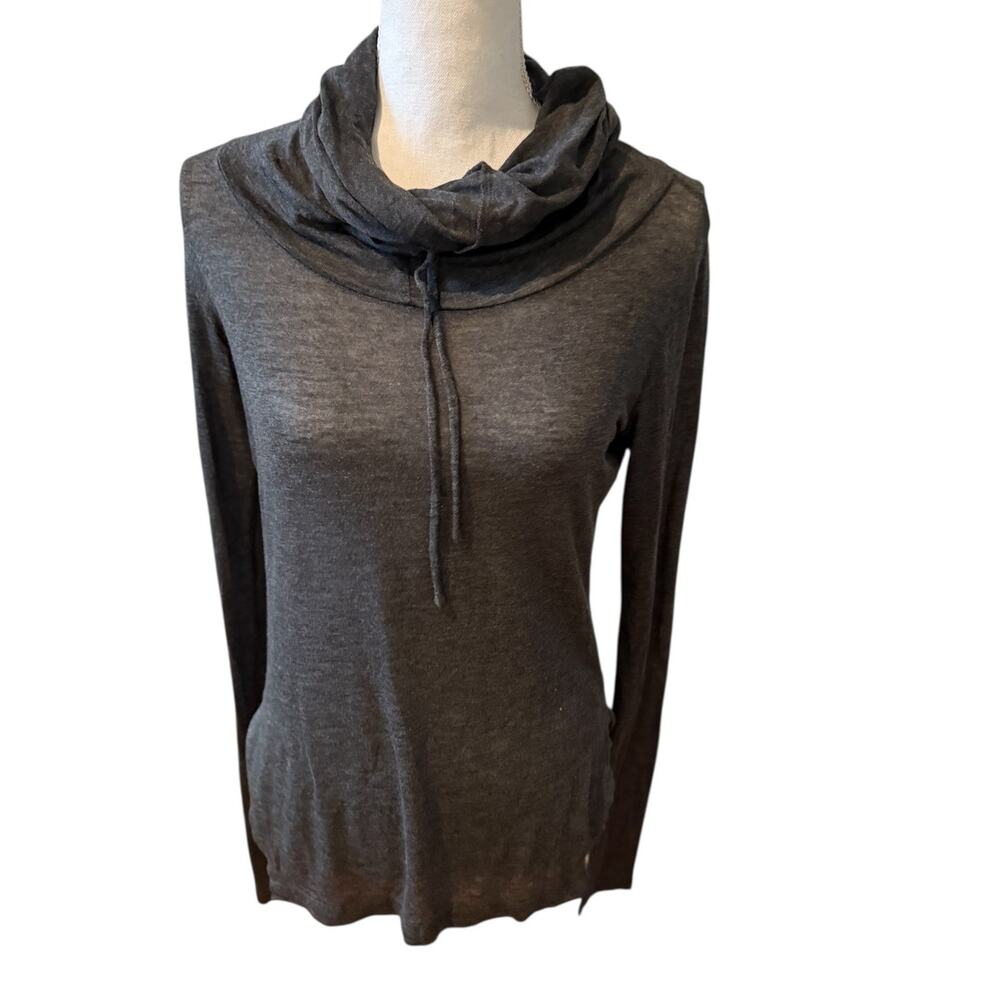 Anangram Funnel Neck Tissue Top Charcoal Gray S